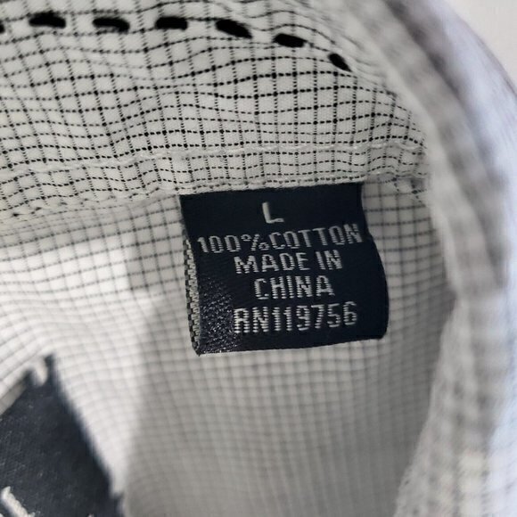 J. CAMPBELL LOS ANGELES MEN'S BUTTON SHIRT‎ WHITE BLUE LARGE USED COTTON - Picture 3 of 5